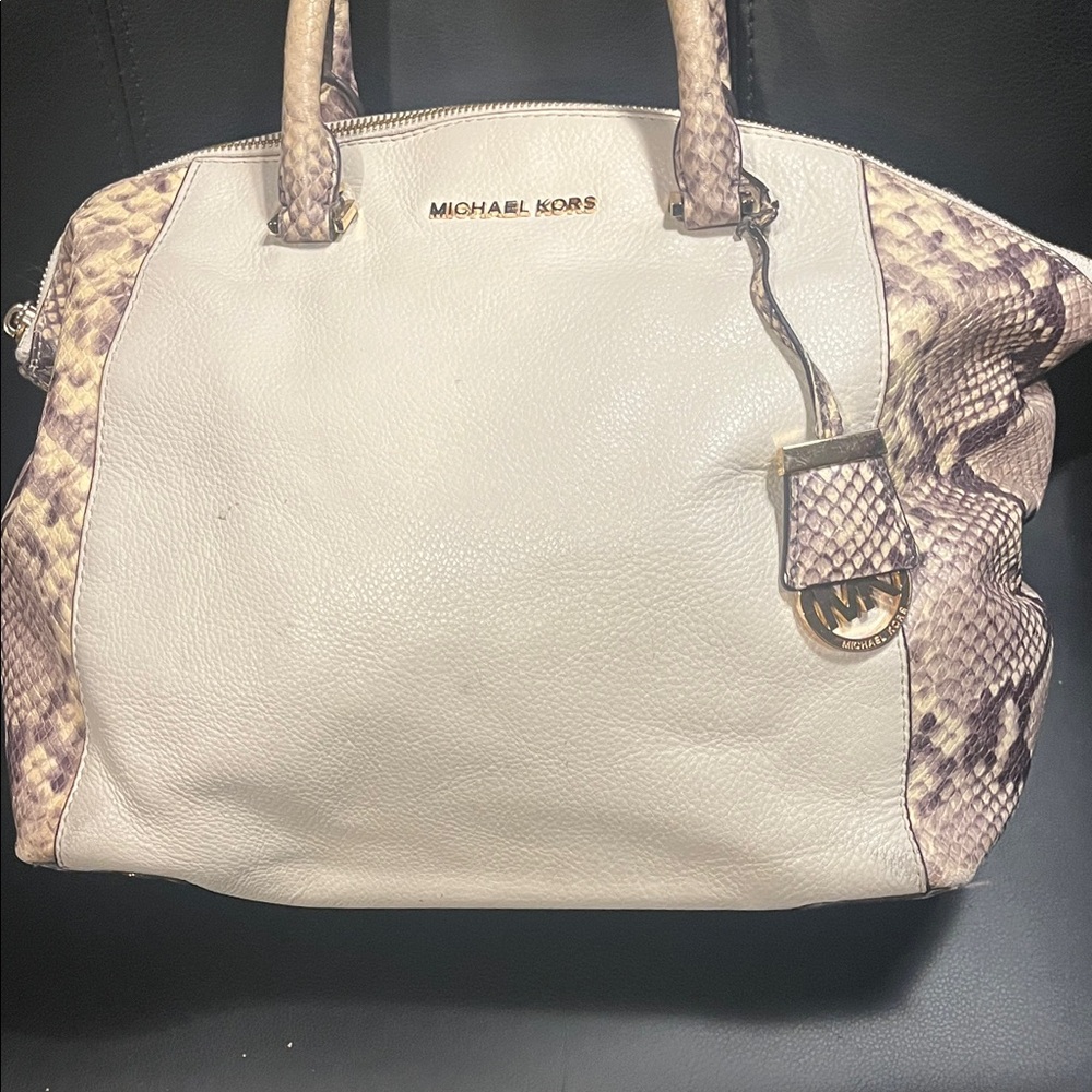 Michael Kors Cream and Brown Satchel - Picture 5 of 15